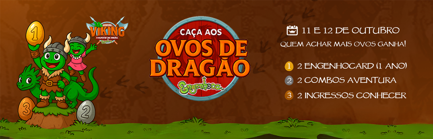 Prepare-se, aventureiro! A Caça aos Ovos de Dragão já é nesse final de semana no Engenhoca Parque! 🛡️🐉